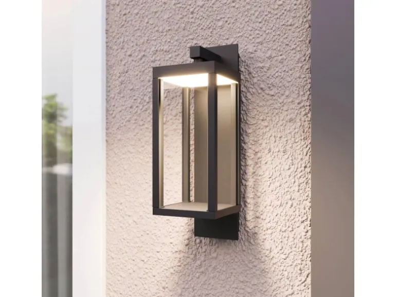 Lucande LED Wandleuchte Außen Laterne Ferdinand 9619149 Spritzwassergeschützt Modern in Alu aus Aluminium 1-flammig