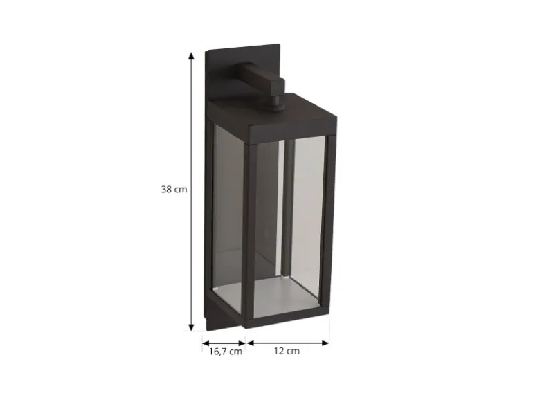 Lucande LED Wandleuchte Außen Laterne Ferdinand 9619149 Spritzwassergeschützt Modern in Alu aus Aluminium 1-flammig