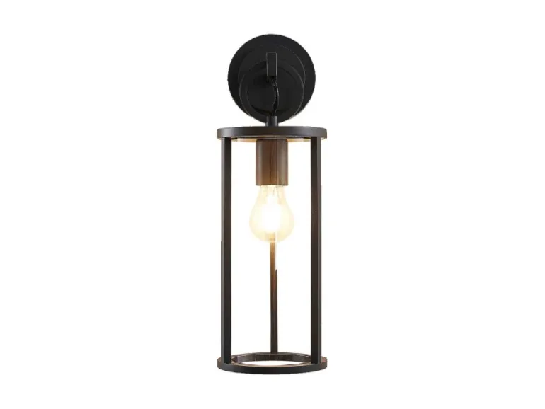 Lucande Wandleuchte Außen Laterne Emmeline 9616162 Spritzwassergeschützt Modern in Schwarz aus Aluminium 1-flammig E27