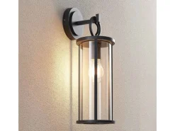 Lucande Wandleuchte Außen Laterne Emmeline 9616162 Spritzwassergeschützt Modern in Schwarz aus Aluminium 1-flammig E27