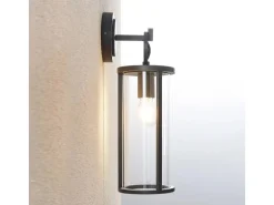 Lucande Wandleuchte Außen Laterne Emmeline 9616162 Spritzwassergeschützt Modern in Schwarz aus Aluminium 1-flammig E27