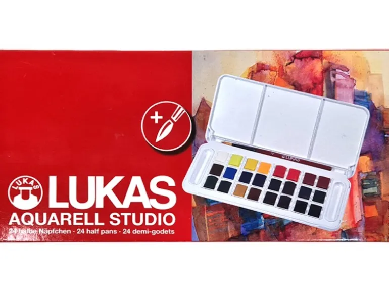 Lukas Aquarell Studio Aquarellfarben-Reiseset 24 x 1/2-Näpfchen