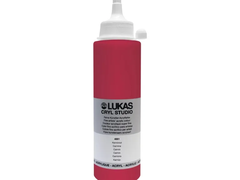 Lukas Cryl Studio Acrylfarbe Plastikflasche Karminrot 250ml