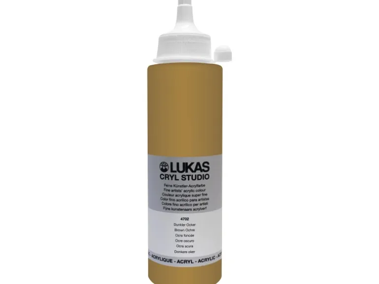 Lukas Cryl Studio Acrylfarbe Plastikflasche Dunkel Ocker 250ml