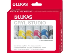 Lukas Cryl Studio Acrylfarben-Set 6 x 20 ml Tuben im Karton-Etui