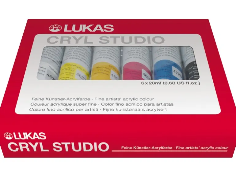 Lukas Cryl Studio Acrylfarben-Set 6 x 20 ml Tuben im Karton-Etui