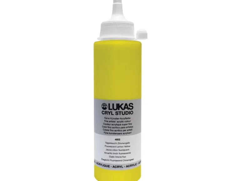 Lukas Cryl Studio Premium-Acrylfarbe 250 ml Tagesleuchtfarbe Zitronengelb