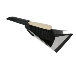 LUX Edelstahl-Kehrgarnitur Handfeger Holz mit Lippe