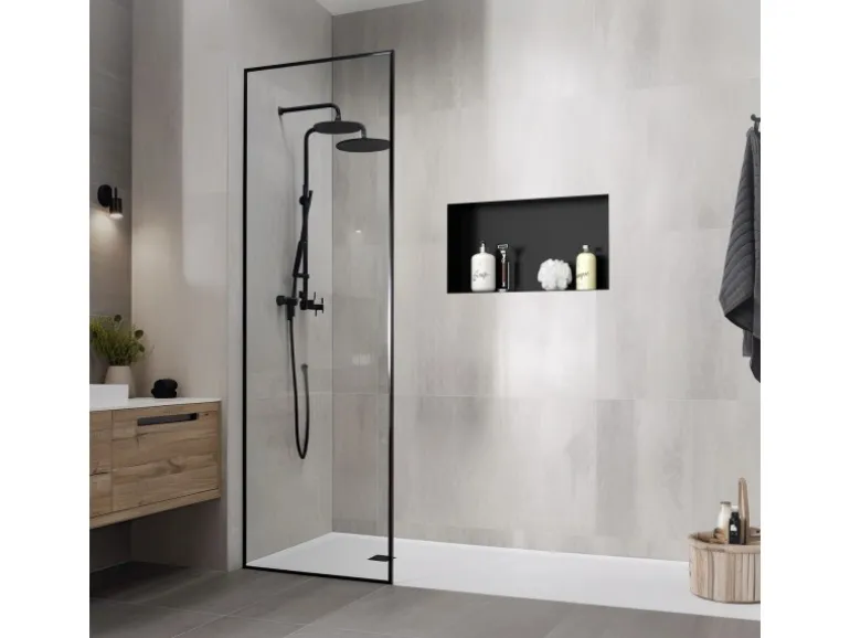 LuxeBath Wandnische aus Edelstahl 60x30x10 cm Schwarz Duschnische Einbauregal