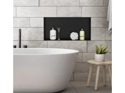 LuxeBath Wandnische aus Edelstahl 60x30x10 cm Schwarz Duschnische Einbauregal