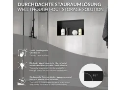LuxeBath Wandnische aus Edelstahl 60x30x10 cm Schwarz Duschnische Einbauregal