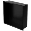 LuxeBath Wandnische aus Edelstahl 30x30x10 cm Schwarz Duschnische mit Rahmen