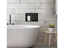 LuxeBath Wandnische aus Edelstahl 20x30x10 cm Schwarz Duschnische mit Rahmen
