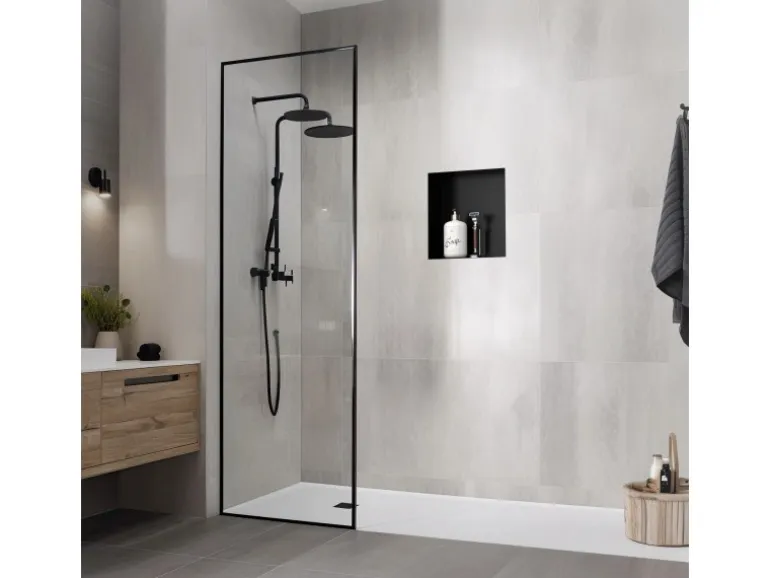 LuxeBath Wandnische aus Edelstahl 30x30x10 cm Schwarz Duschnische Einbauregal