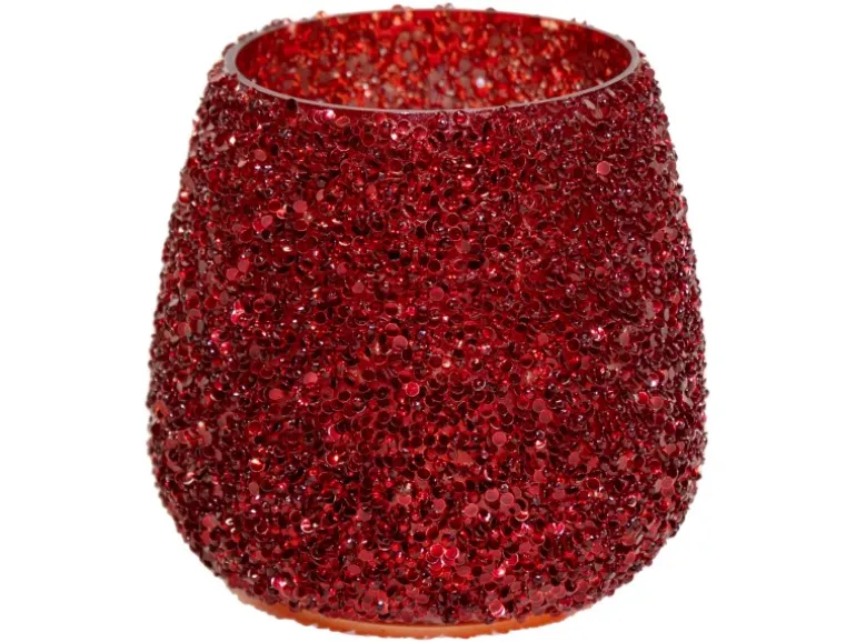 M Colections Vase Strass Cauldron Rot Ø 16 cm x 16,5 cm