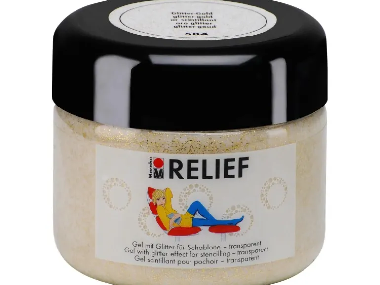 Marabu Relief Gel mit Glitter transparent 225 ml Glitter-Gold