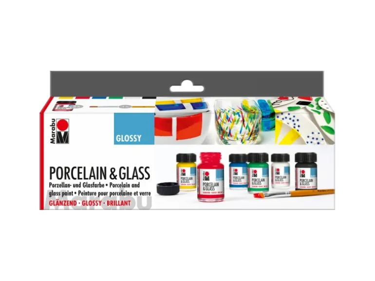 Marabu Starter-Set Porcelain & Glass Starterset Glossy 7-teilig
