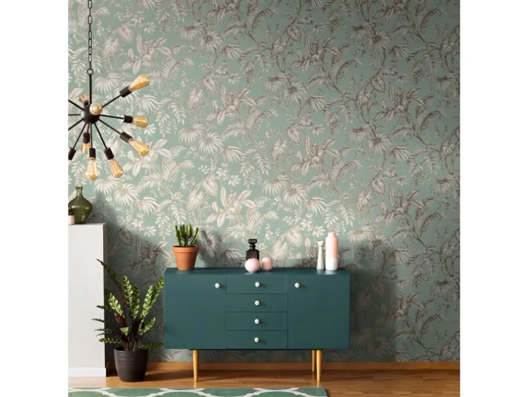 Marburg Vliestapete Floral Modern Grün-Beige FSC®