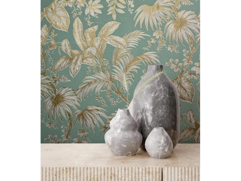 Marburg Vliestapete Floral Modern Grün-Beige FSC®