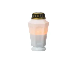 Marelida LED Grablicht Grabkerze Grableuchte Orange Flackernd Timer H 15,5cm Weiß