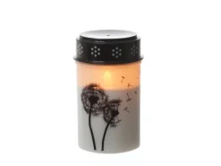 Marelida LED Grablicht Grabkerze Pusteblume Friedhof Trauer Gedenklicht 12cm Timer Weiß