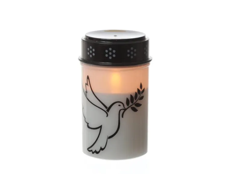 Marelida LED Grablicht Grabkerze Taube Friedhof Trauerlicht Gedenklicht 12cm Timer Weiß