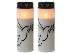 Marelida LED Grablichter Grabkerzen Taube Friedhof Trauerlicht Gedenklicht 21cm 2er Set