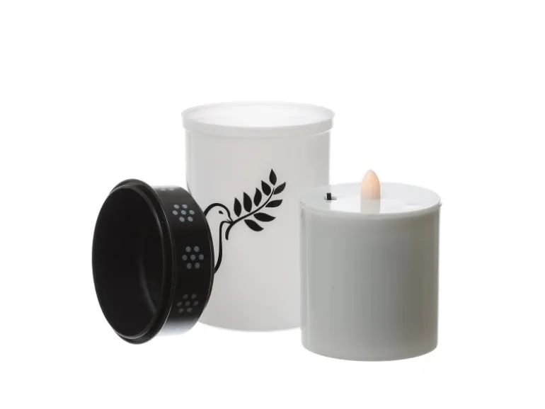 Marelida LED Grablichter Grabkerzen Taube Friedhof Trauerlicht Gedenklicht 12cm 2er Set