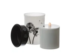 Marelida LED Grablichter Grabkerzen Pusteblume Friedhof Trauer Gedenklicht 12cm 2er Set