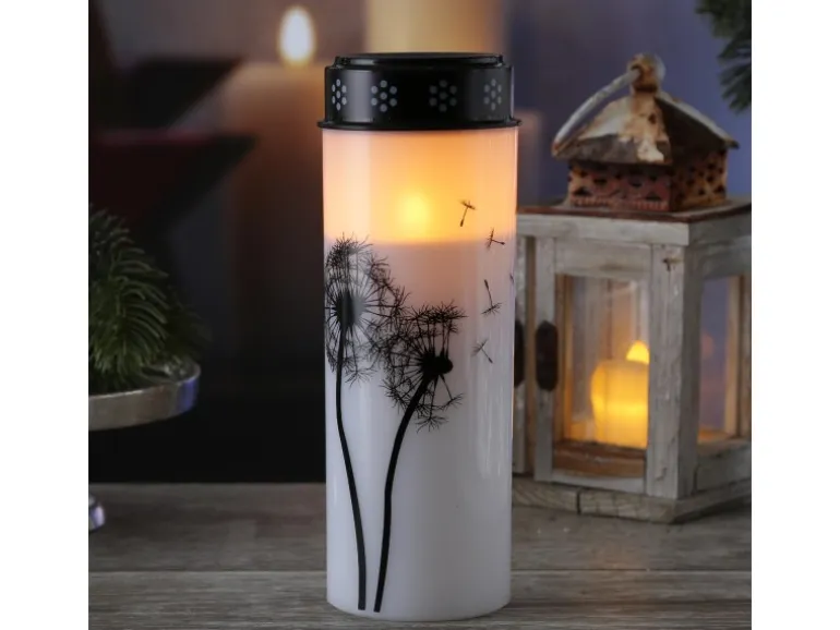 Marelida LED Grablichter Grabkerzen Pusteblume Friedhof Trauer Gedenklicht 21cm 2er Set