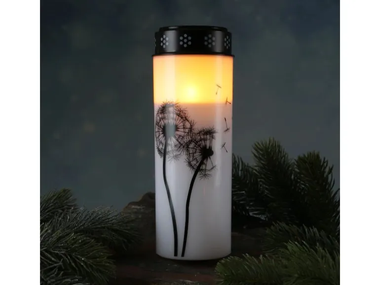 Marelida LED Grablichter Grabkerzen Pusteblume Friedhof Trauer Gedenklicht 21cm 2er Set