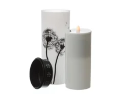 Marelida LED Grablichter Grabkerzen Pusteblume Friedhof Trauer Gedenklicht 21cm 2er Set