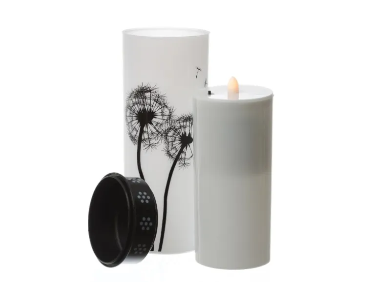 Marelida LED Grablichter Grabkerzen Pusteblume Friedhof Trauer Gedenklicht 21cm 2er Set