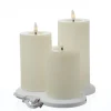 Marelida LED Kerzenset LISA Rustik Optik Echtwachskerzen Wiederaufladbar Creme 3er Set