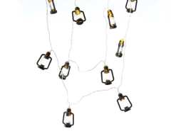Marelida LED Lichterkette Mini Laternen Dekogirlande 10 Schwarze Sturmlaternen L 1,8m