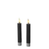 Marelida LED Stabkerzen Tafelkerzen Spitzkerzen Echtwachs Rustik Optik H 14cm Grau 2St