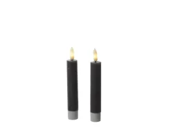Marelida LED Stabkerzen Tafelkerzen Spitzkerzen Echtwachs Rustik Optik H 14cm Grau 2St