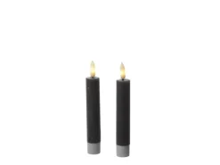 Marelida LED Stabkerzen Tafelkerzen Spitzkerzen Echtwachs Rustik Optik H 14cm Grau 2St