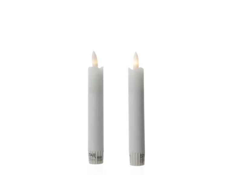 Marelida LED Stabkerzen Tafelkerzen Spitzkerzen Echtwachs Rustik Optik H 15cm Weiß 2St