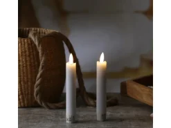 Marelida LED Stabkerzen Tafelkerzen Spitzkerzen Echtwachs Rustik Optik H 15cm Weiß 2St