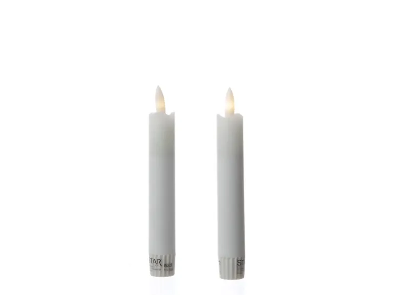 Marelida LED Stabkerzen Tafelkerzen Spitzkerzen Echtwachs Rustik Optik H 15cm Weiß 2St