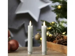Marelida LED Stabkerzen Tafelkerzen Spitzkerzen Echtwachs Rustik Optik H 15cm Weiß 2St