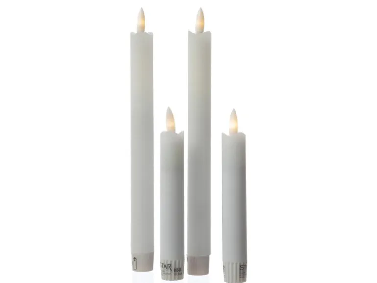 Marelida LED Stabkerzen Tafelkerzen Spitzkerzen Echtwachs Rustik Optik H 15cm Weiß 2St