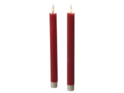 Marelida LED Stabkerzen Tafelkerzen Spitzkerzen Echtwachs Rustik Optik H 24,5cm Rot 2St