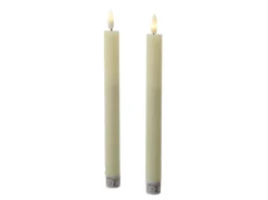 Marelida LED Stabkerzen Tafelkerzen Spitzkerzen Echtwachs Rustik Optik H 24cm Creme 2St