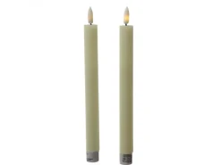 Marelida LED Stabkerzen Tafelkerzen Spitzkerzen Echtwachs Rustik Optik H 24cm Creme 2St
