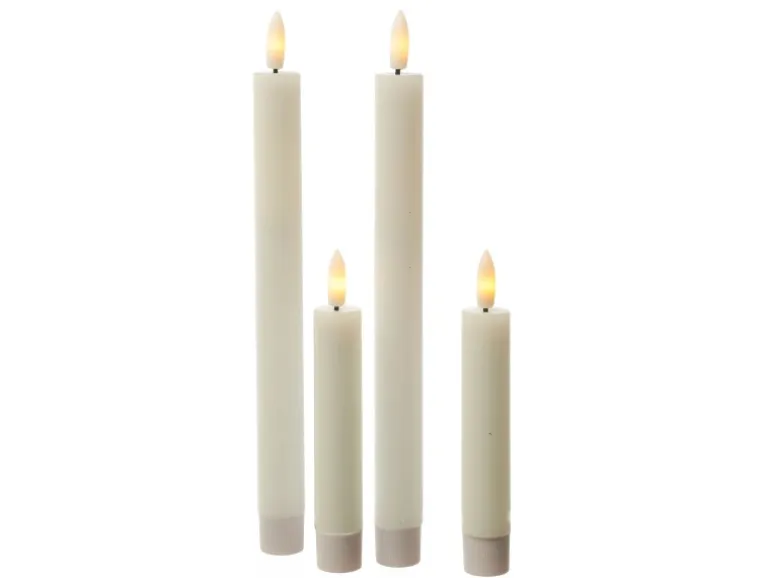 Marelida LED Stabkerzen Tafelkerzen Spitzkerzen Echtwachs Rustik Optik H 24cm Creme 2St