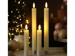 Marelida LED Stabkerzen Tafelkerzen Spitzkerzen Echtwachs Rustik Optik H 24cm Creme 2St