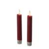 Marelida LED Stabkerzen Tafelkerzen Spitzkerzen Echtwachs Rustik Optik H 15cm Rot 2St