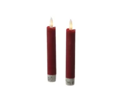 Marelida LED Stabkerzen Tafelkerzen Spitzkerzen Echtwachs Rustik Optik H 15cm Rot 2St